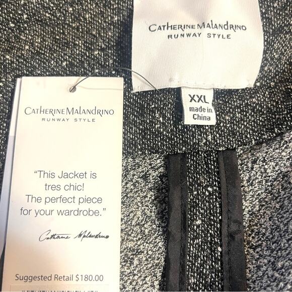 Catherine Malandrino Runway Style Asymmetrical Zip Moto Jacket Black XXL - Picture 9 of 10